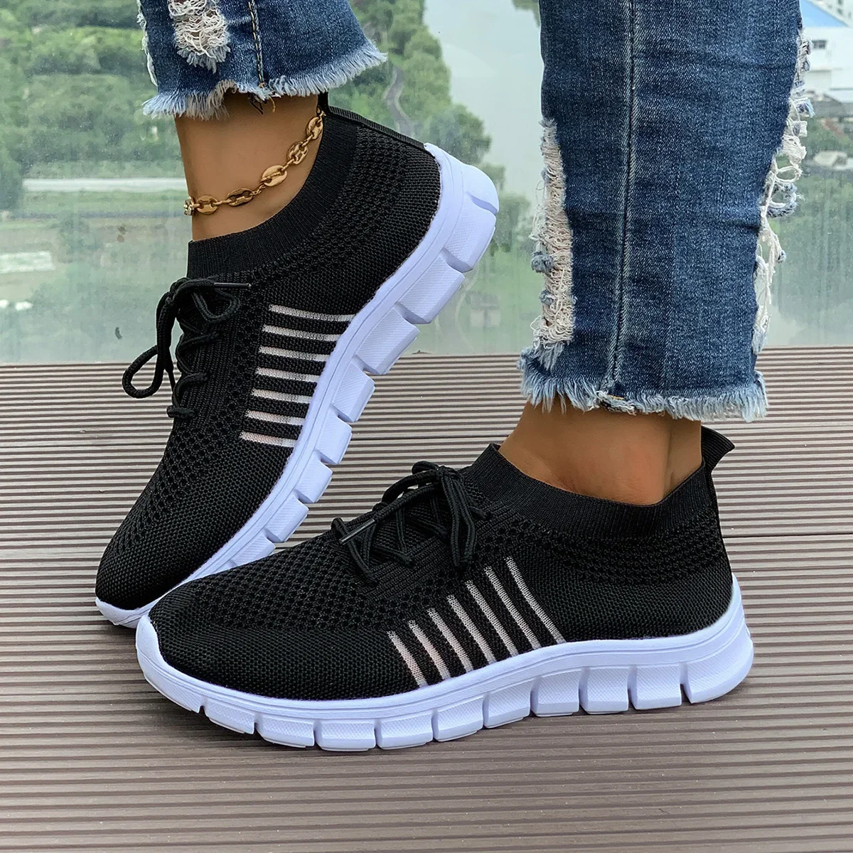 2024 New Summer Women Mesh Breathable Casual Woman Lightweight Sneakers Lace Up Comfortable Walking Shoes Zapatos De Mujer