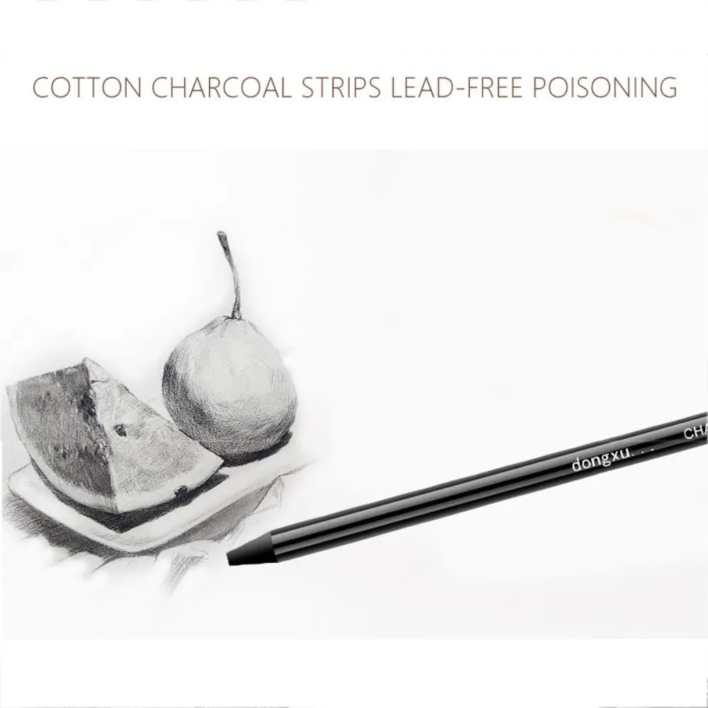 Lápis de carvão preto durável solúvel em água, Soft Medium Hard Charcoal Stick, Pacote misto, Esboço fácil de colorir, 6pcs