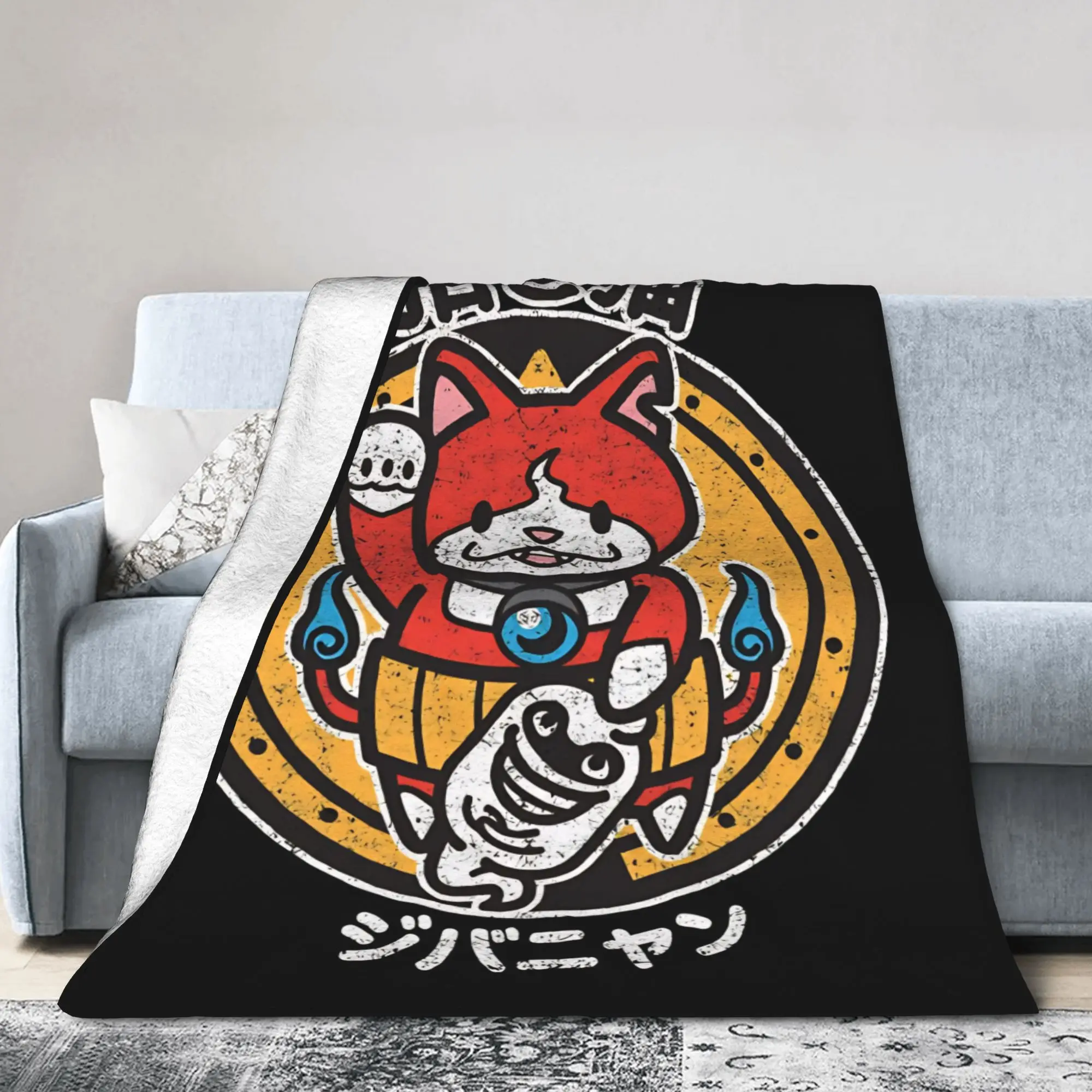 Yokai Watch Game Knitted Blanket Jibanyan S Plush Throw Blankets Bed Sofa Printed Soft Warm Bedspread