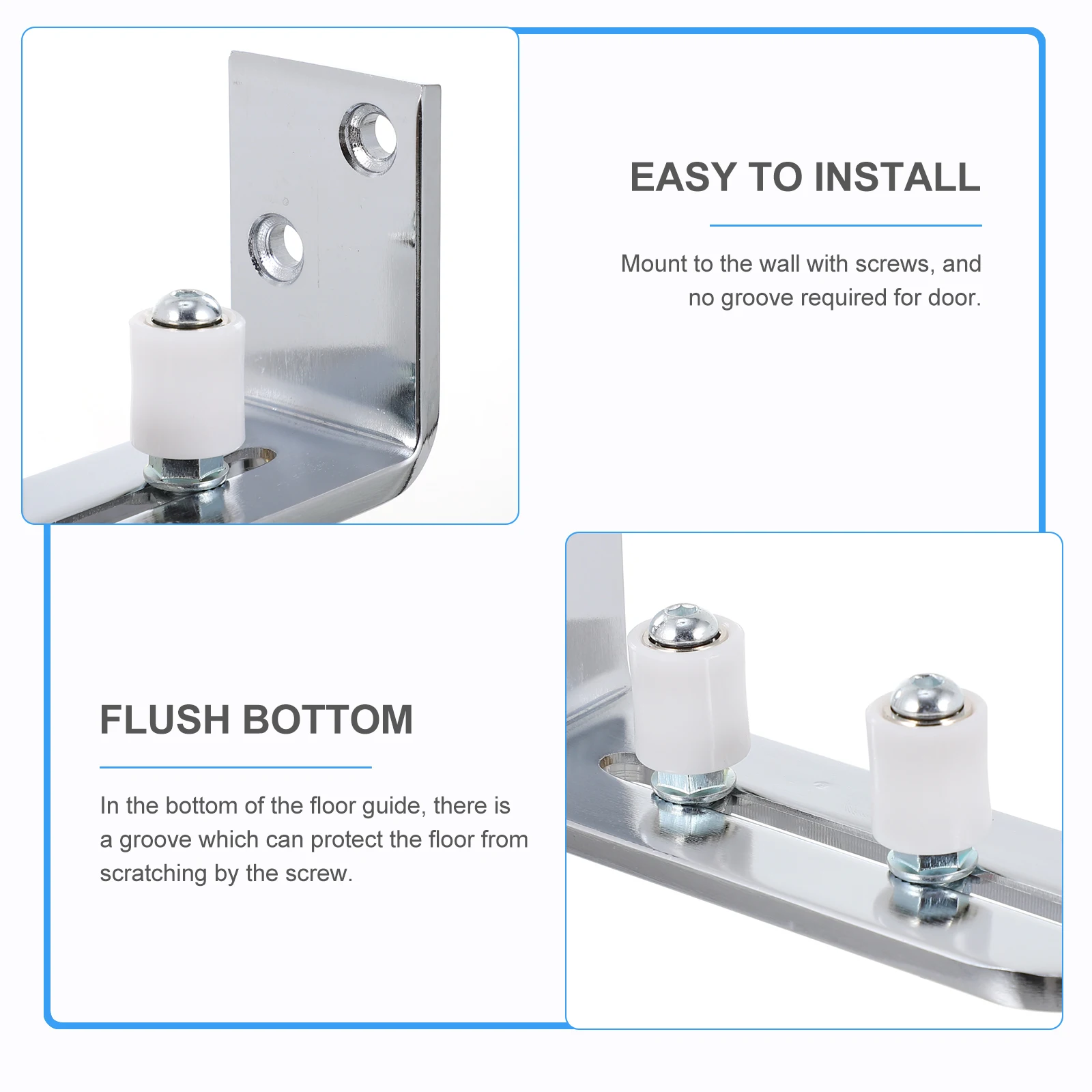 

1pc Sliding Adjustable Door Bottom Wall Mount Bottom Guide For Barn Door Heavy Duty Stay Roller Metal Floor Guide No Floor