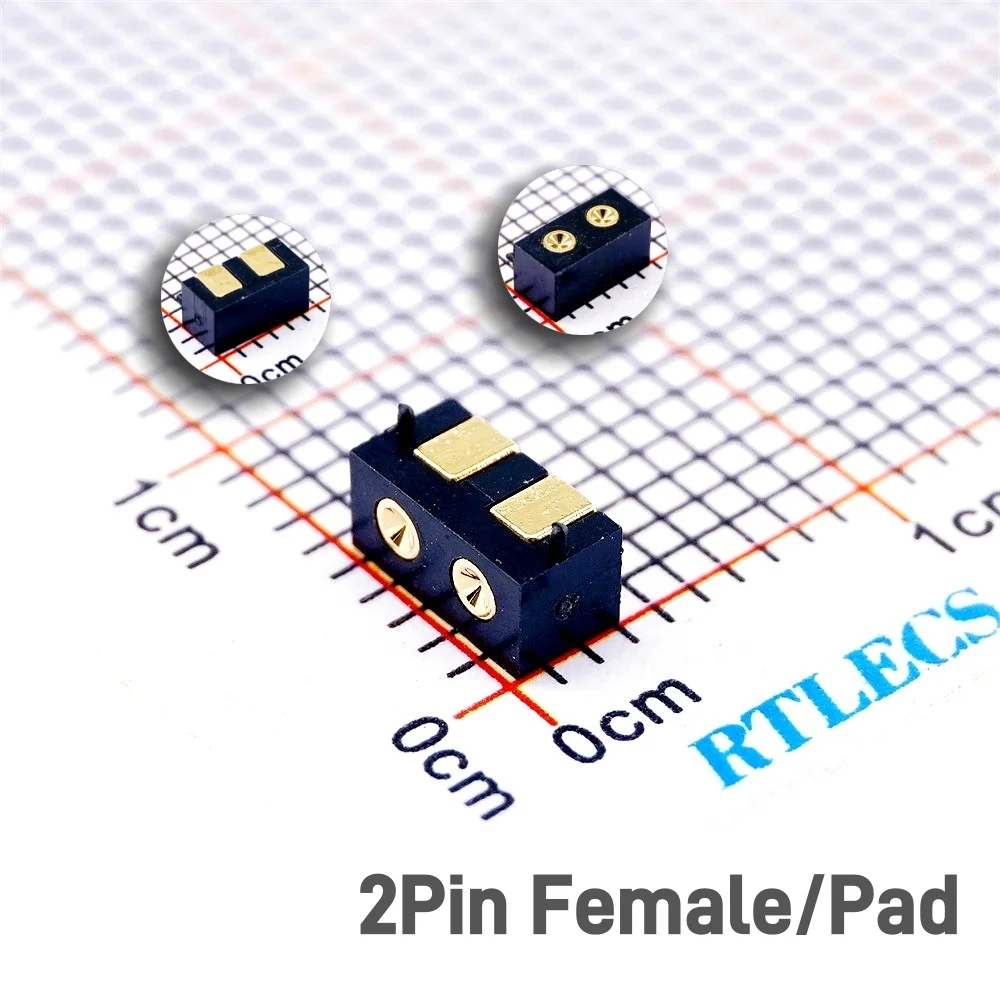 5 50 Pcs Spring Loaded Pogo Pin Connector 2 Pin Right Angle Surface Mount SMD Strip Male Female Target Concave SMT Pitch 2.5 MM