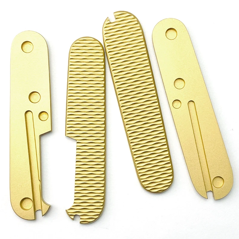 

1 Pair Titanium Alloy/Brass Knife Handle Scales for 91mm Victorinox Swiss Army Knives