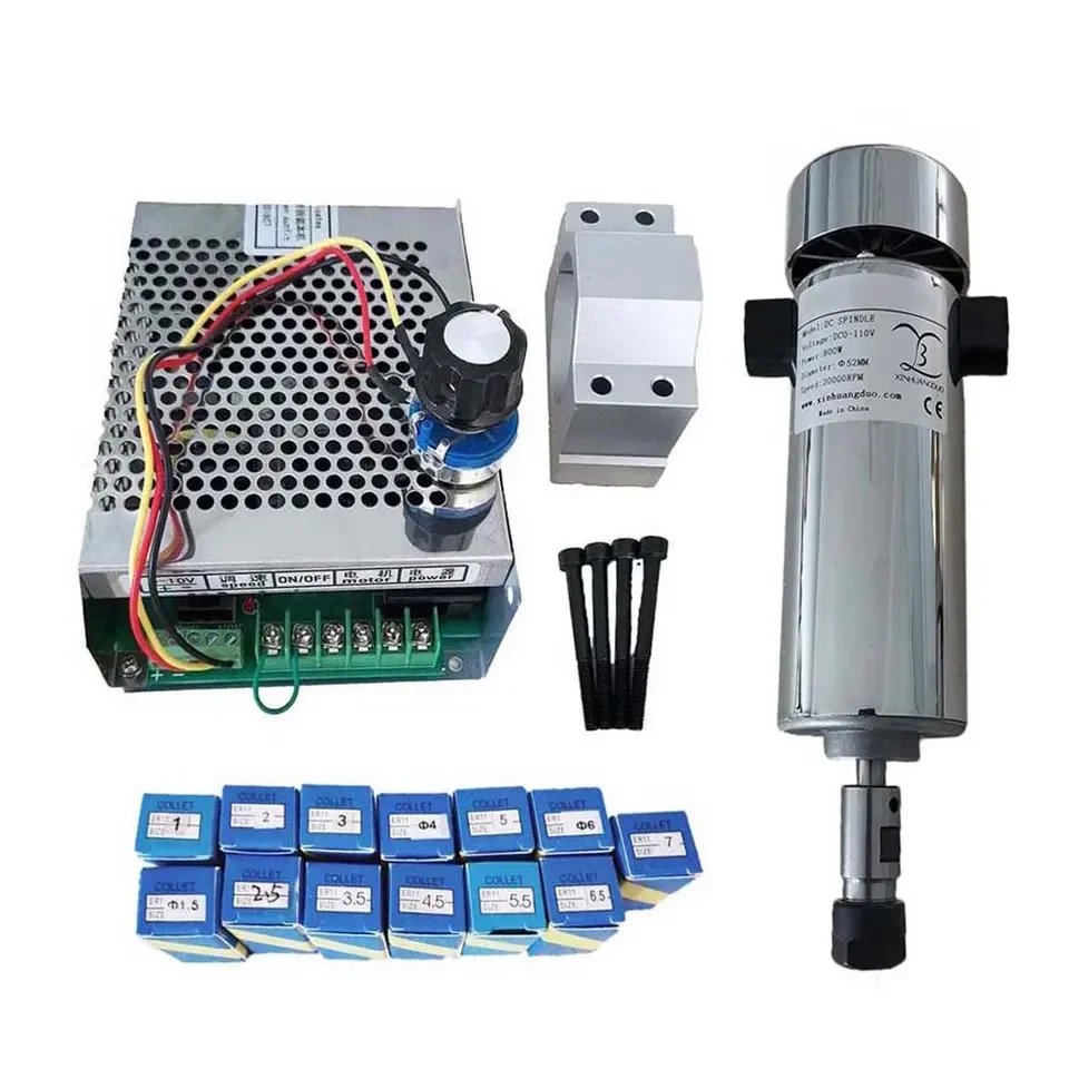 55mm Clamp Stepper Motor Driver with DC 500W ER11 Air Cooling Brushless Spindle Motor