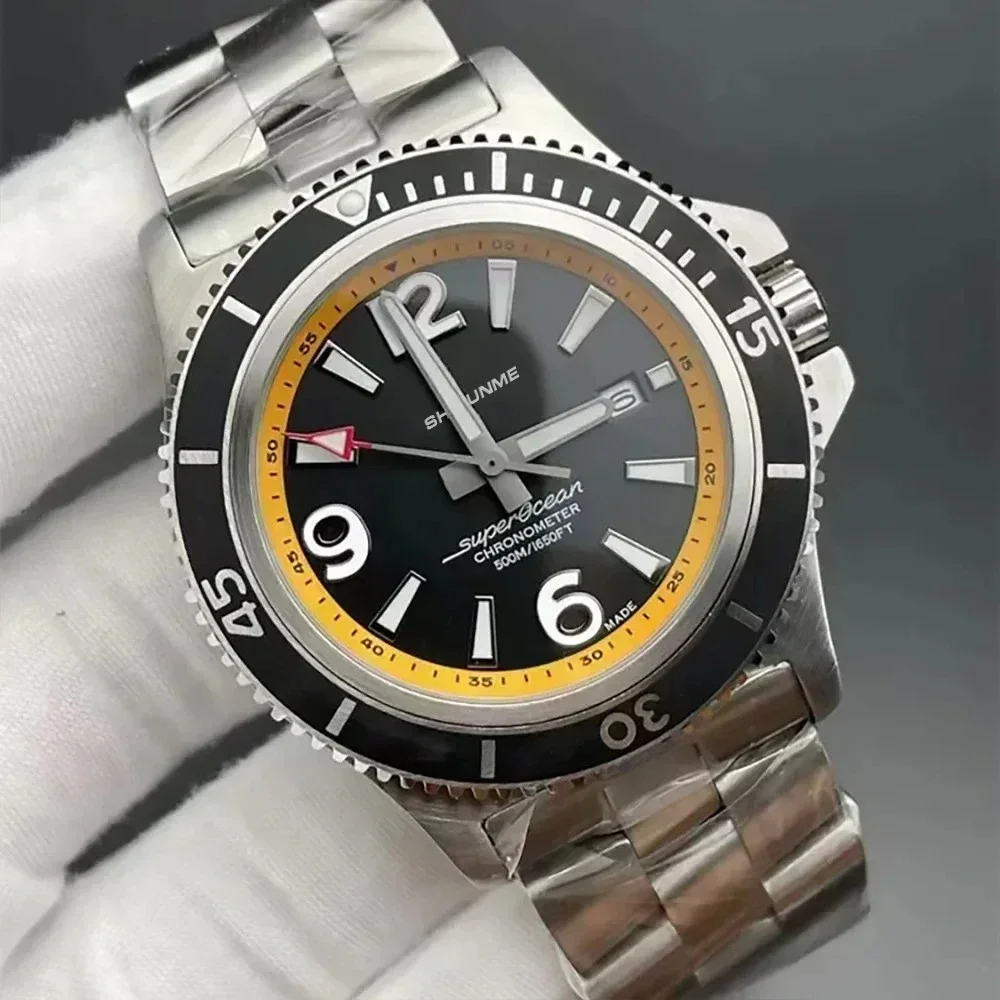 WATCH1 Store Orologio da uomo con quadrante grande Recensione calendario marino Orologio meccanico automatico Orologio da polso meccanico in acciaio inossidabile