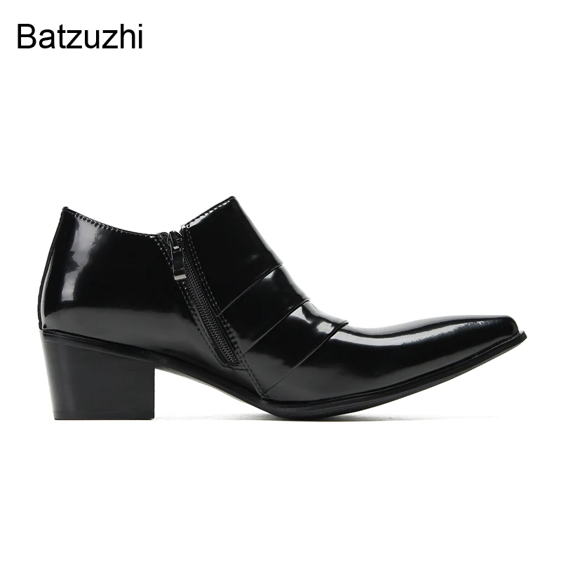 Batzuzhi Black Formal Business Leather Shoes Men 6cm High Heels Fashion Business, Party Shoes Man, Big Size 38-46!