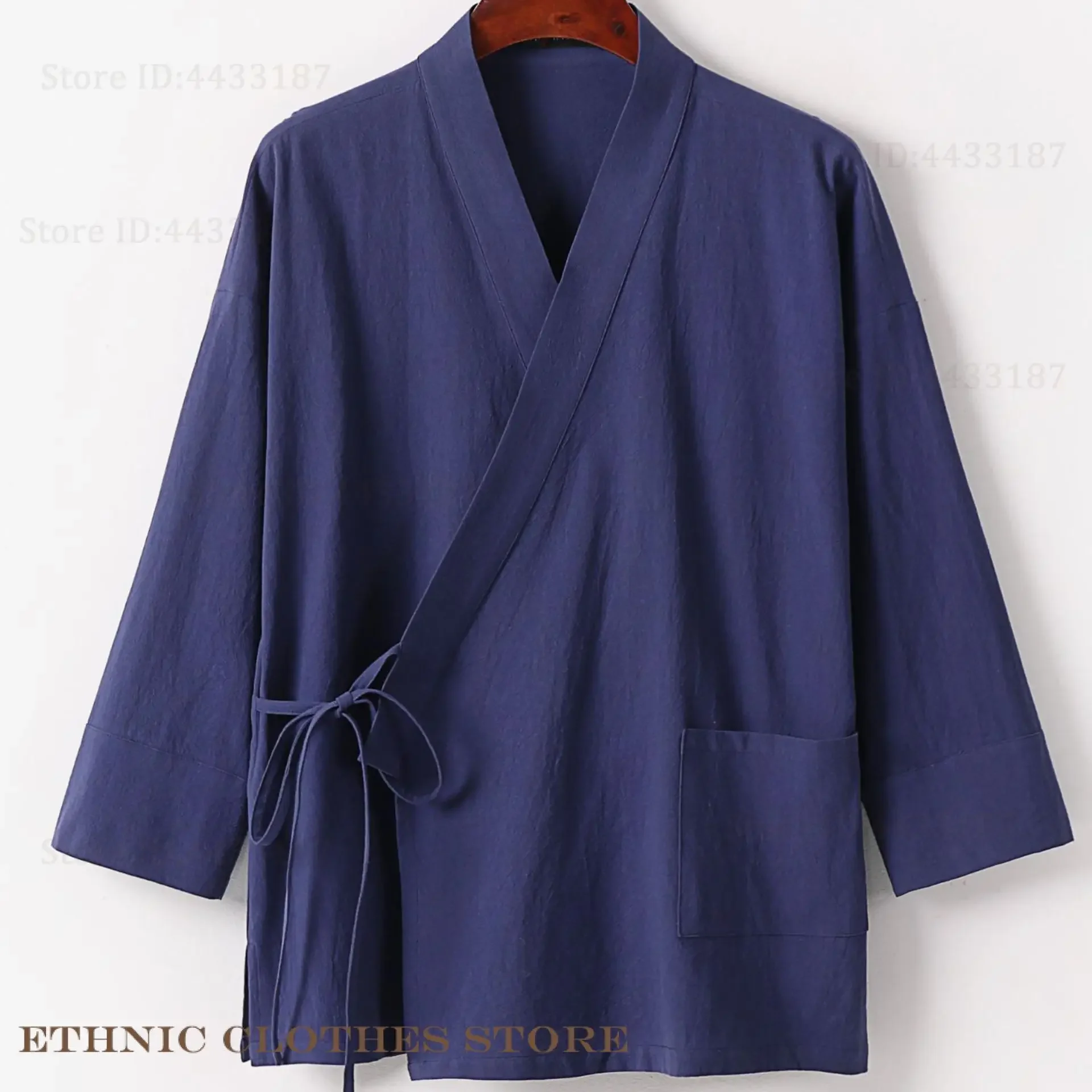 

Plus Size 3XL-9XL Men's Japanese Kimono Cardigan Yukata Haori Retro Harajuku Samurai Costume Thin Cotton Linen Jacket Male Shirt