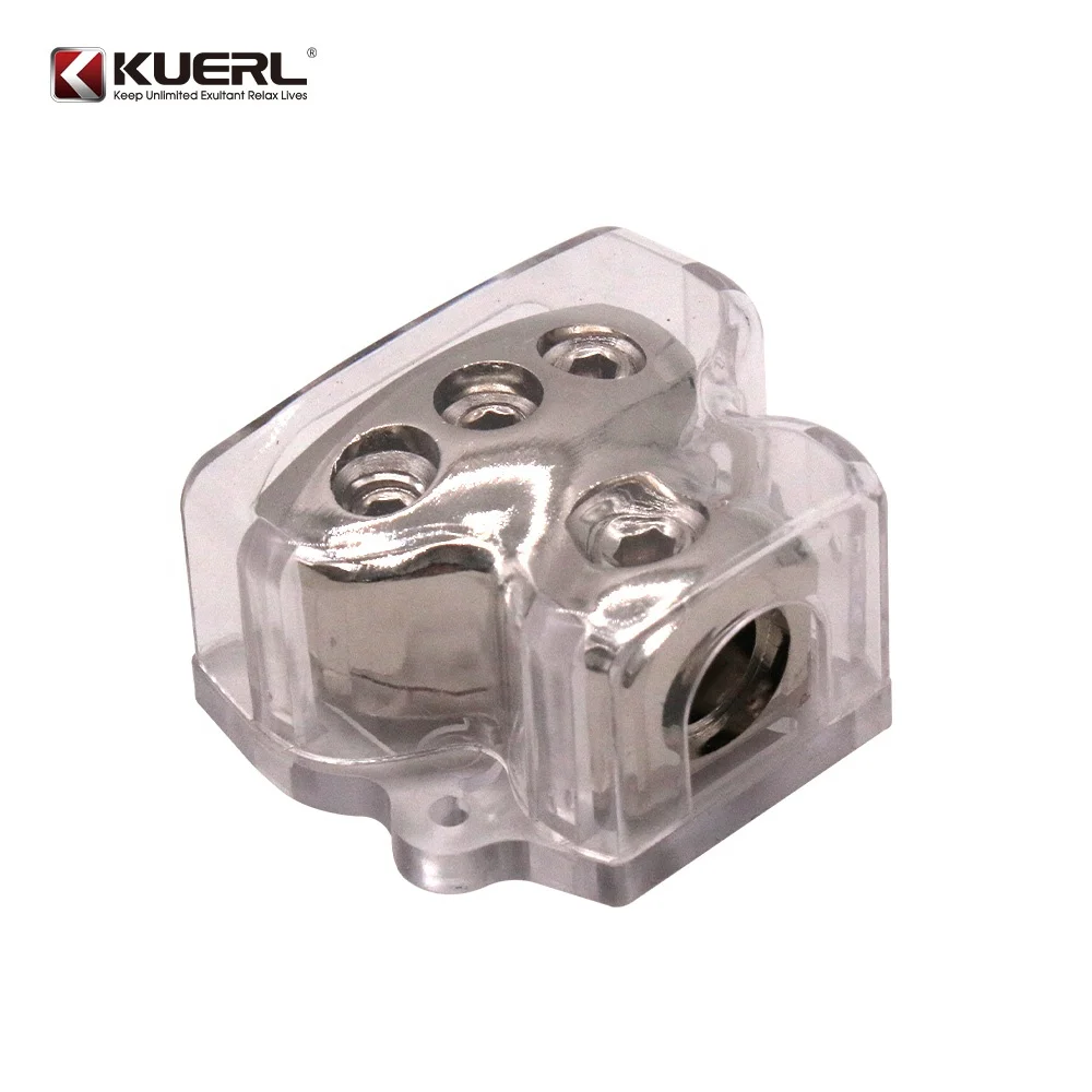 Car Audio Power Distributor Socket 1*2GA In-3*4GA Out Power Socket Zinc Alloy Car Power Distribution Module