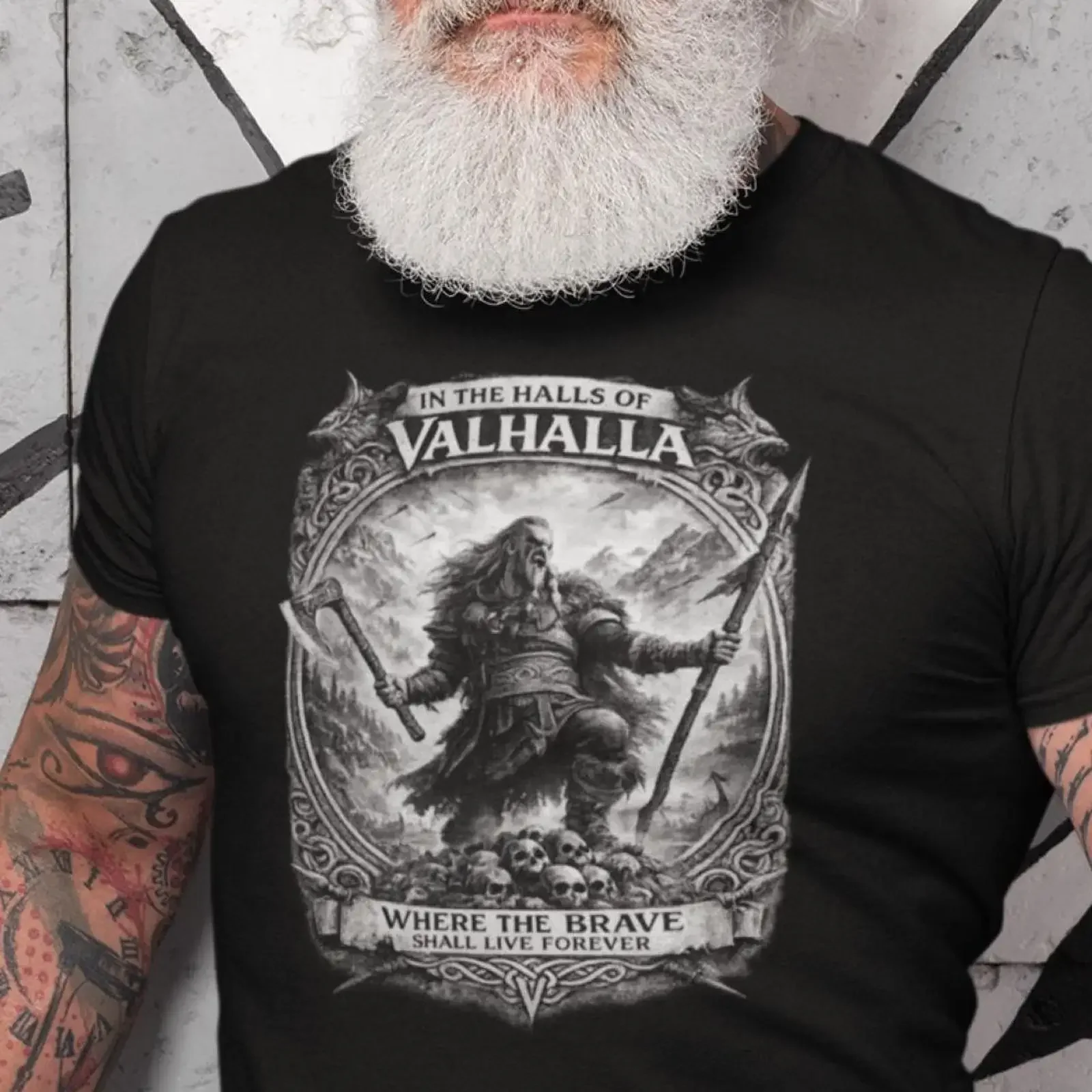 Viking Runes Valhalla Quote T Shirt Heritage Scandinavian History vintage Washed Soft Unisex designer clothes graphic Versatile