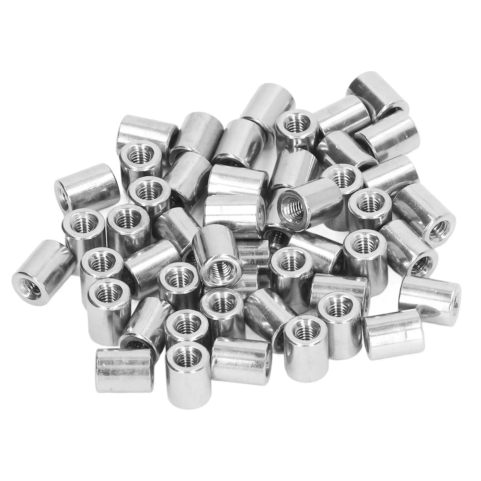 

M4 Female Thread Coupling Nut Stainless Steel Durable 50Pcs Maintenance Cylindrical Coupling Nut Set
