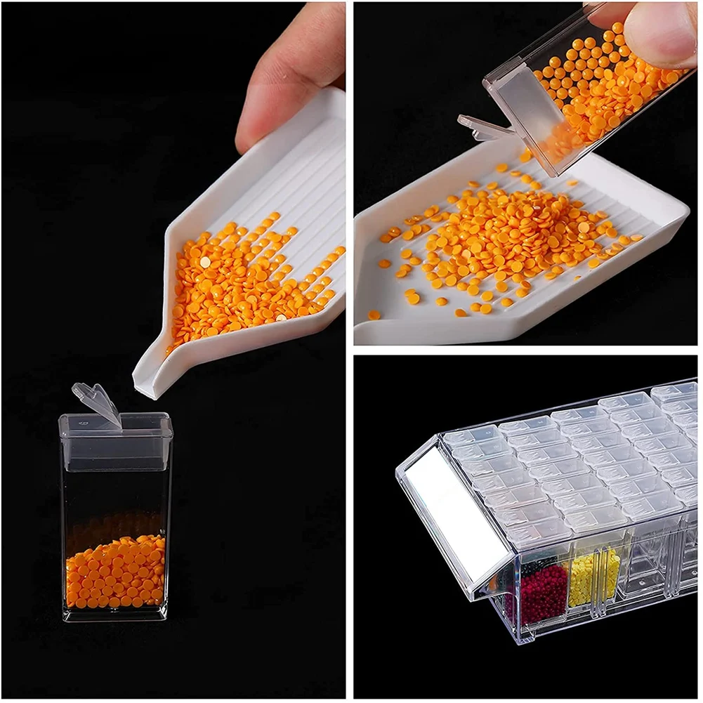 Hot 4 Packs Diamond Painting Containers 140 Slots Stackable Craft Organizer Drawer For DIY Art Craft Rhinestone Sequins