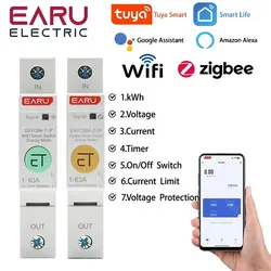 1P TUYA APP Zigbee WIFI inteligentny pobór energii licznik kWh wyłącznik automatyczny przekaźnik czasowy przełącznik ochrona napięcia