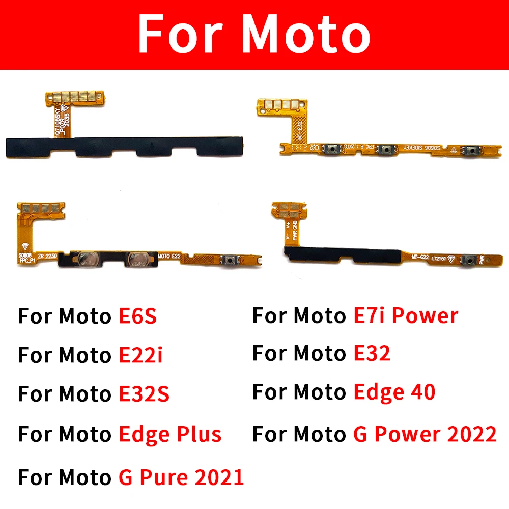 For Moto E22i E32 E32S E6S E7i Power Edge 40 Edge Plus G Power 2022 G Pure 2021 Power On Off Button Volume Switch Key Flex