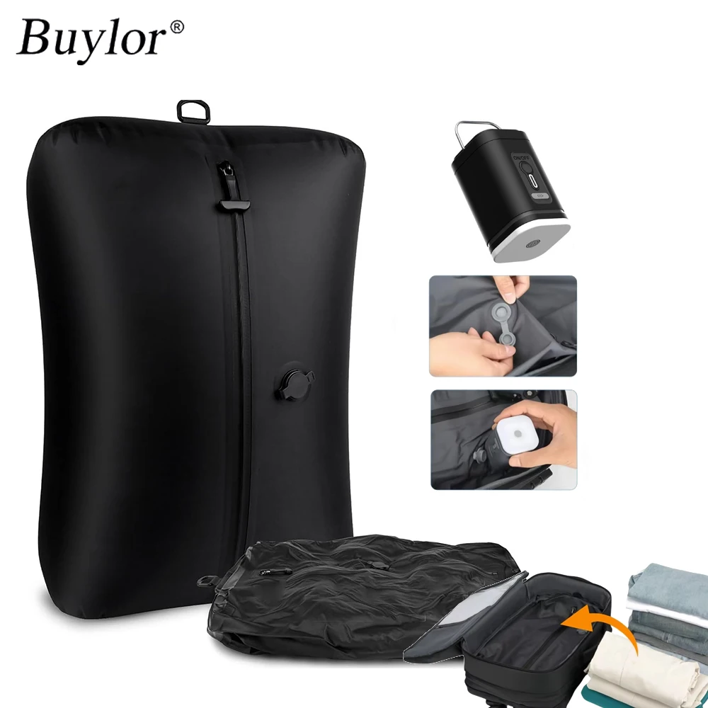 Buylor 17L Travel Vacuum Storage Bag Empty Bags Clothes Compression Pack Travel Suitcases Bag Vacuum Seal Container Reusable