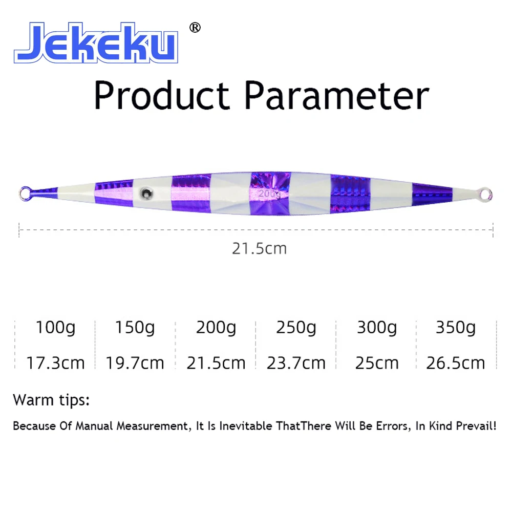 JEKEKU NEW 5pc 100g/150g/200g/250g/300g/350g Slow Sinking Metal Jigging Shore Casting Fishing Lure Saltwater Ephemera Pesca Jig