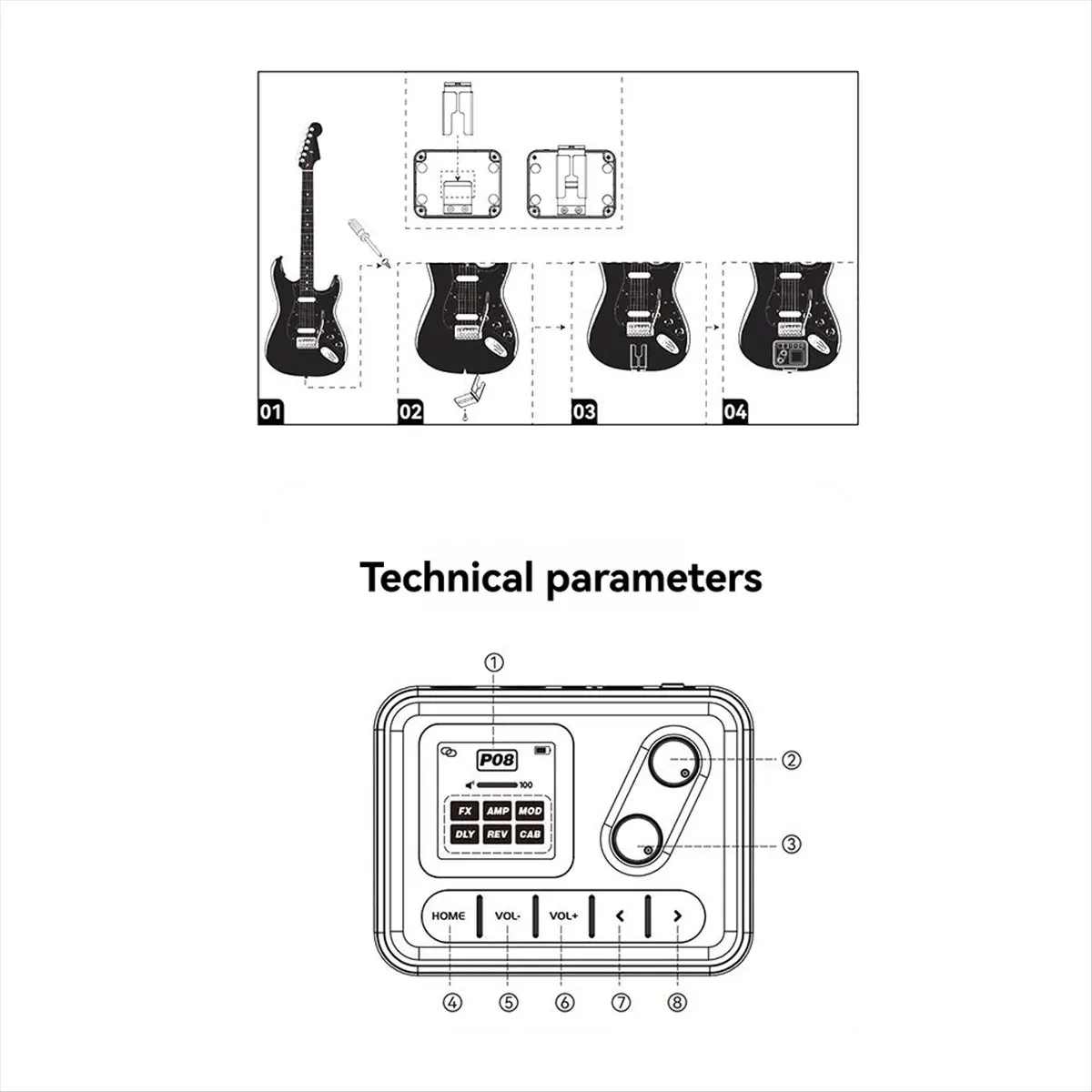 A61P M-VAVE Pocket AMP Mini Guitar Bass Amp LCD Color Screen APP Control Multi-Function Desktop Effects Processor