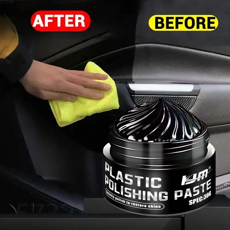 KJM Car Tire & Plastic Polishing Paste, Blackening Brightening Cream for Rubber Tires, Trim and Interior Parts
