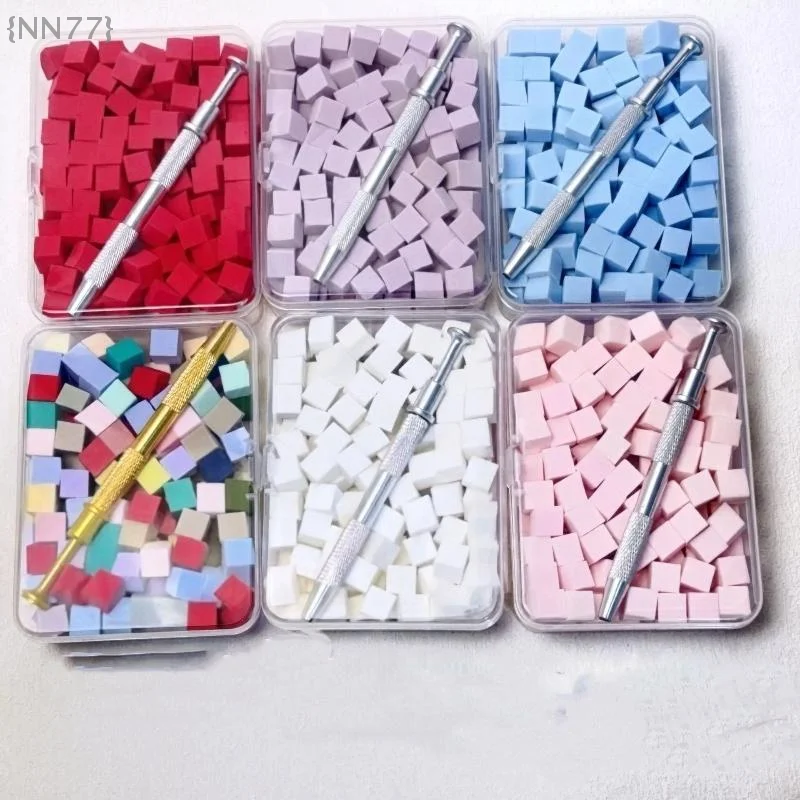 Brosses éponge dégradées pour Nail Art, avec outils pour vernis Gel, poudre à paillettes, accessoires de manucure, 100 pièces/boîte