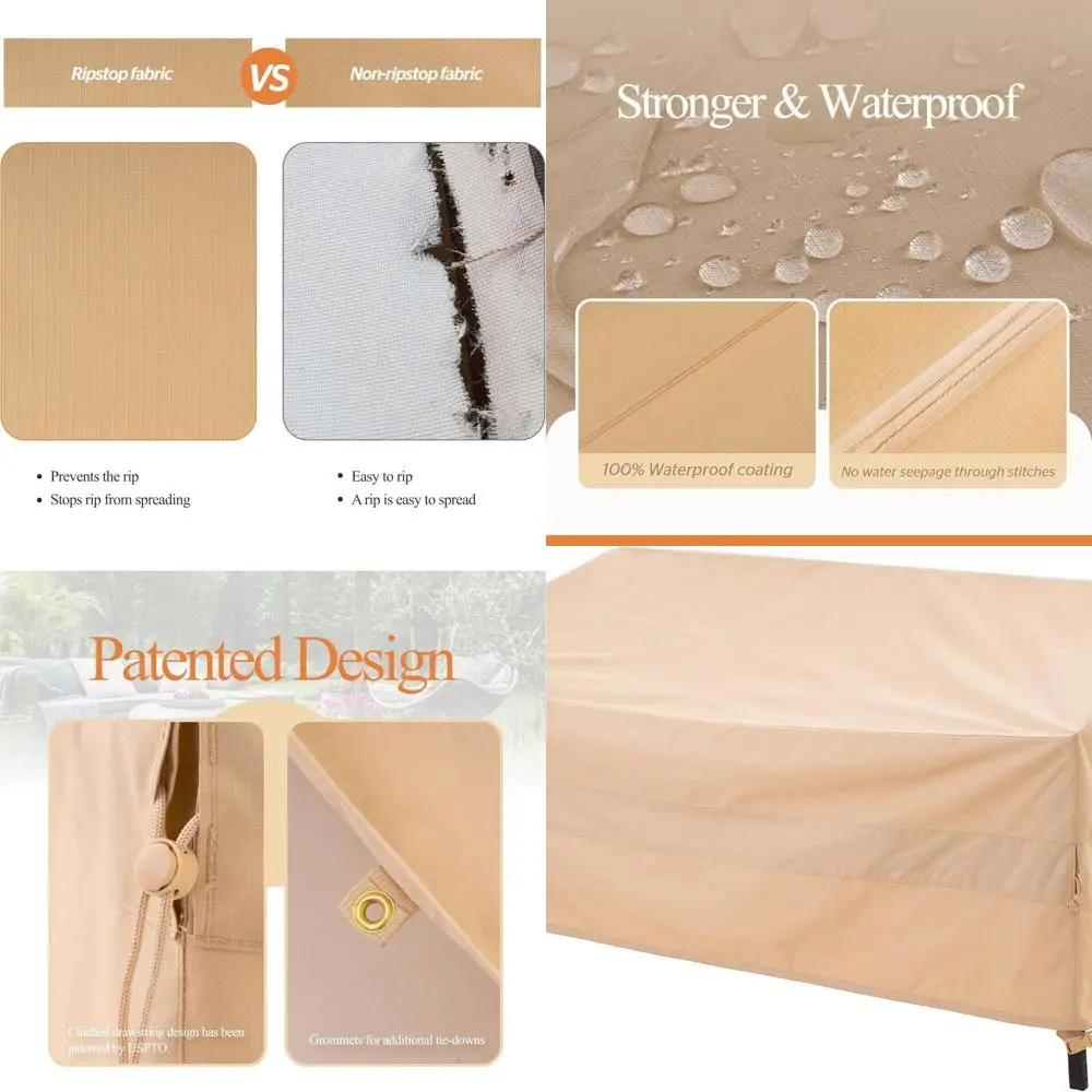 

2-Seater Loveseat Cover, Waterproof, UV-Resistant & Windproof, 58 x 40 x 35, Beige