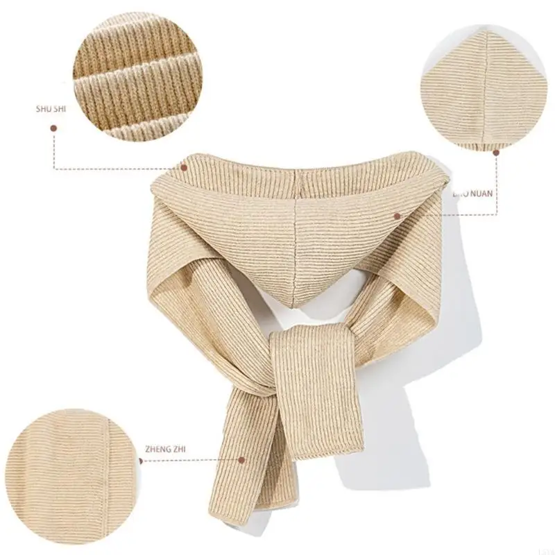 L5YA Multiuse ผ้าพันคอหมวกผ้าคลุมไหล่อบอุ่นถักคออุ่น CASHMERE Blend ไหล่สำหรับผู้หญิงสำนักงานทุกวัน