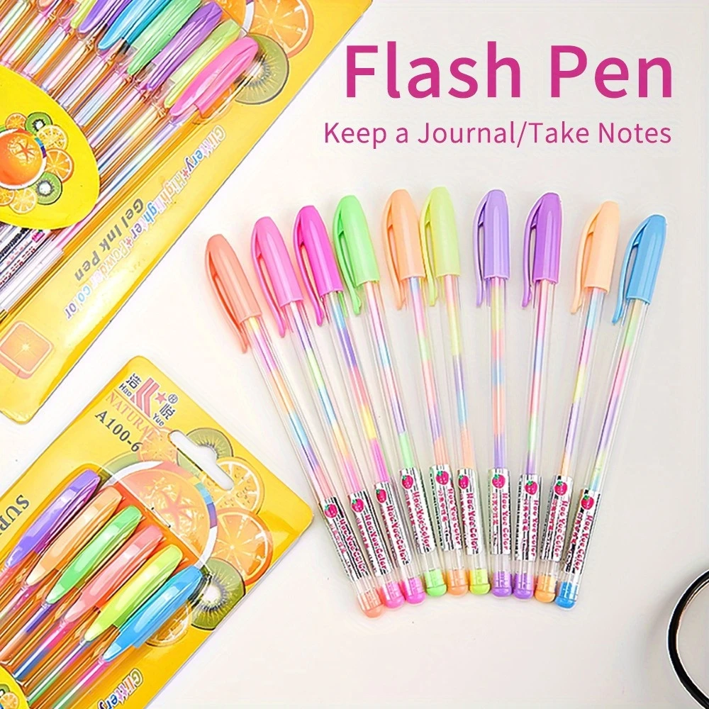 Colorful Glitter Gel Pens for Greeting Cards, Scrapbooking & Holiday Crafts, 1.0mm Medium Tip, Quick-Dry Ink, Vibrant Gel Pens,