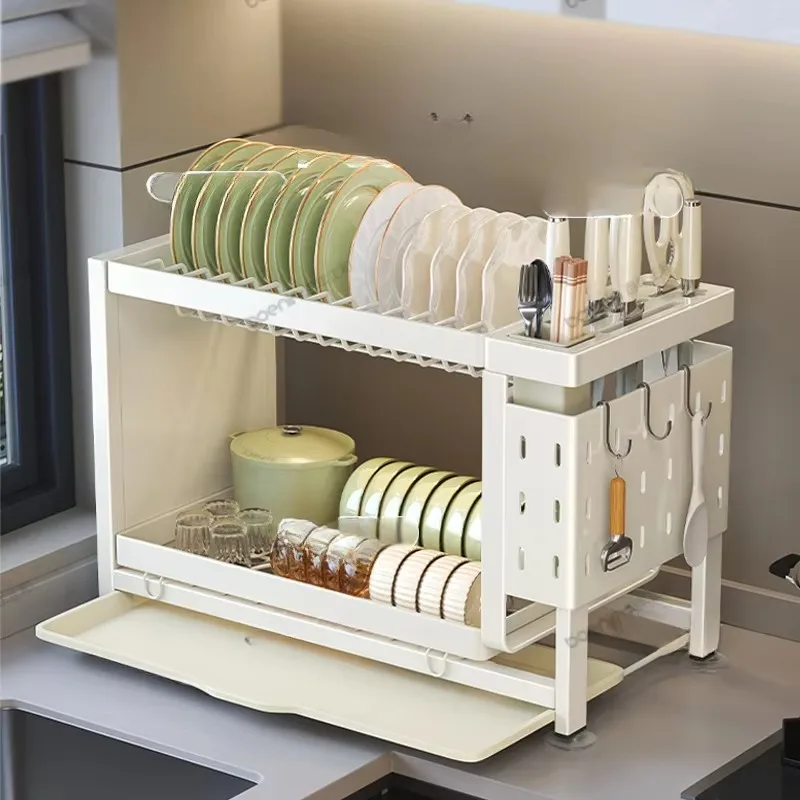 

Knife Holder Dish Drainer Rack Kitchen Countertop Organize, Multi-functional Storage Rack Chopstick Container