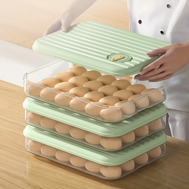 

1pc Refrigerator Egg Crisper Fresh-keeping Box 24 Grids Egg Storage Compartment Kitchen Transparent Plastic Thickened Eggs Box