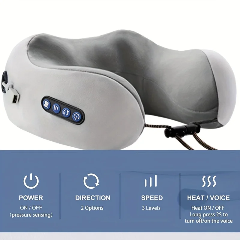 Ultiem reisnekkussen met stimulator - Kalmerende stimulator, therapeutische warmte, ergonomisch traagschuim voor verlichting van nekpijn, advertentie