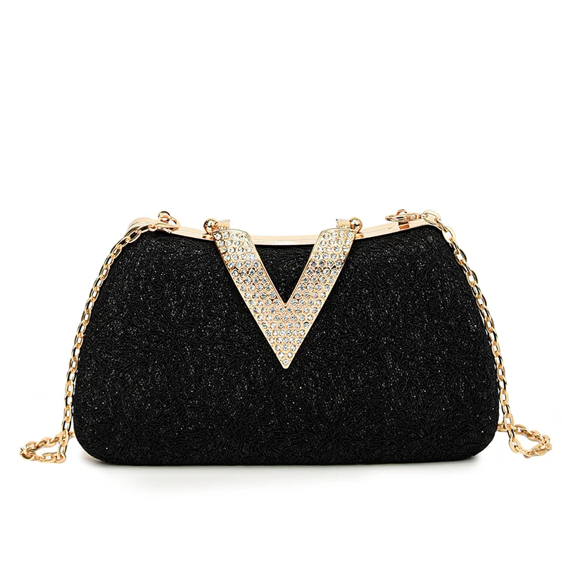 

Вечерняя сумка с V-образным вырезом и бриллиантами, женское праздничное свадебное платье, клатч, ручная сумка через плечо на одно плечо для ужина, 2025 г.
