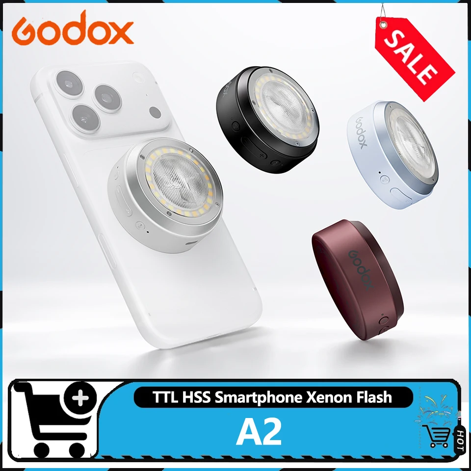 Godox A2 Smartphone Xenon Flash GN15 TTL HSS Magnetic Flash Light Support NFC & Bluetooth Connectivity for Selife Photography