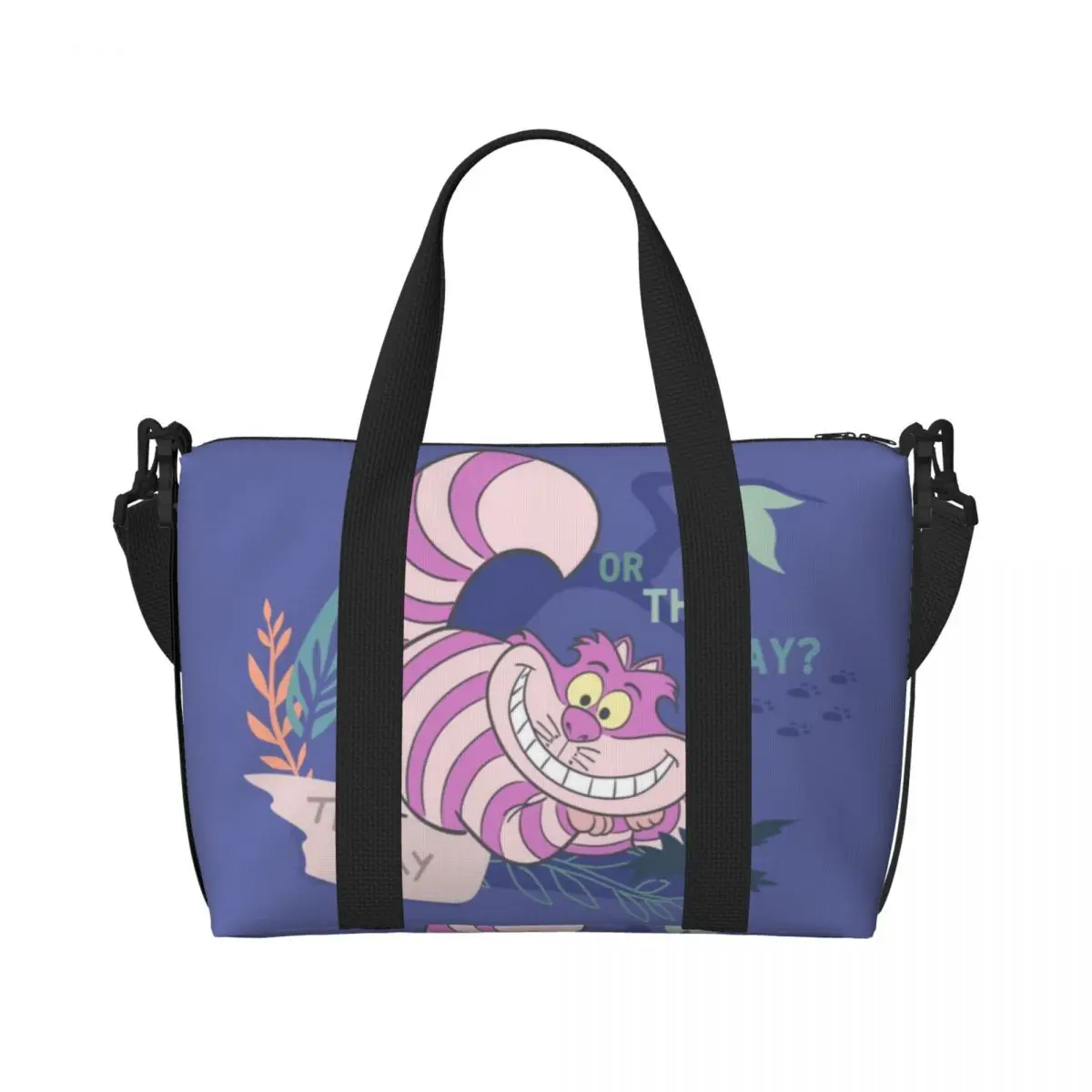 

Custom Cheshire Cat Tote Bag Women Big Capacity Cartoon Animal Gym Beach Travel Bags