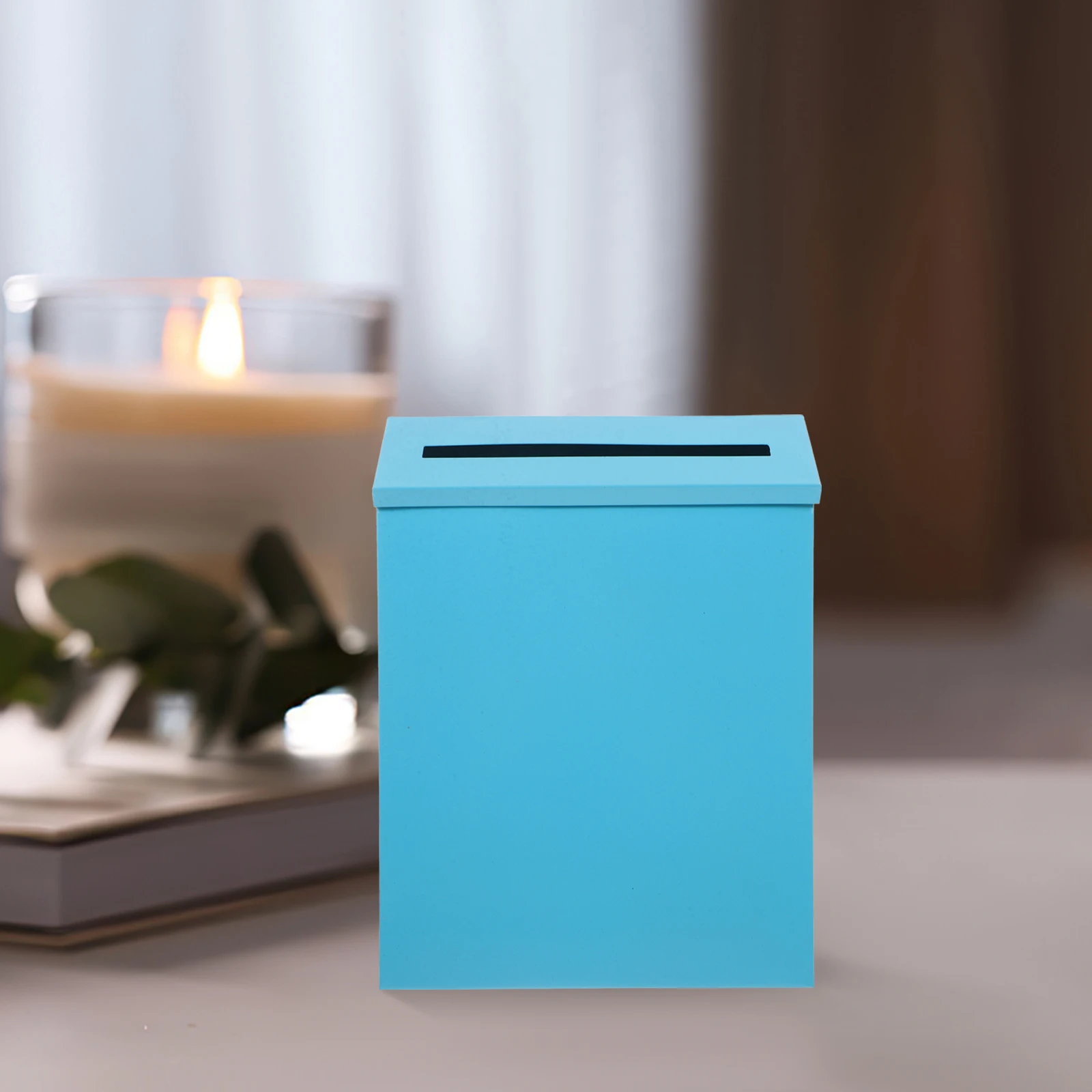 

Retro Tin Mailbox Wall Mount Iron Letter Box Decor Yellow Color Durable Sturdy Practical Use Photo Prop Metal