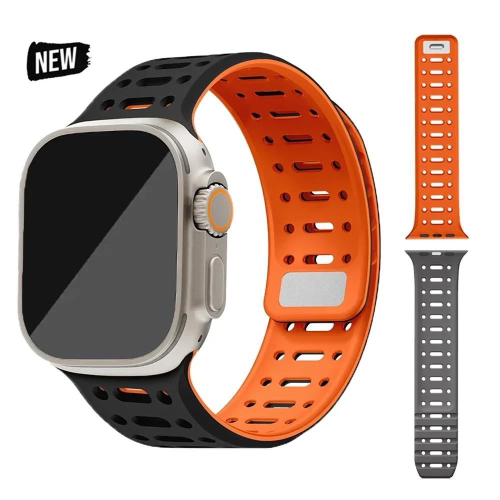 

Ремешок силиконовый для Apple Watch Ultra 2, мягкий спортивный браслет для iWatch Series 10 9 8 7 6 4 5 se, 49 мм 46 мм 45 мм 44 мм