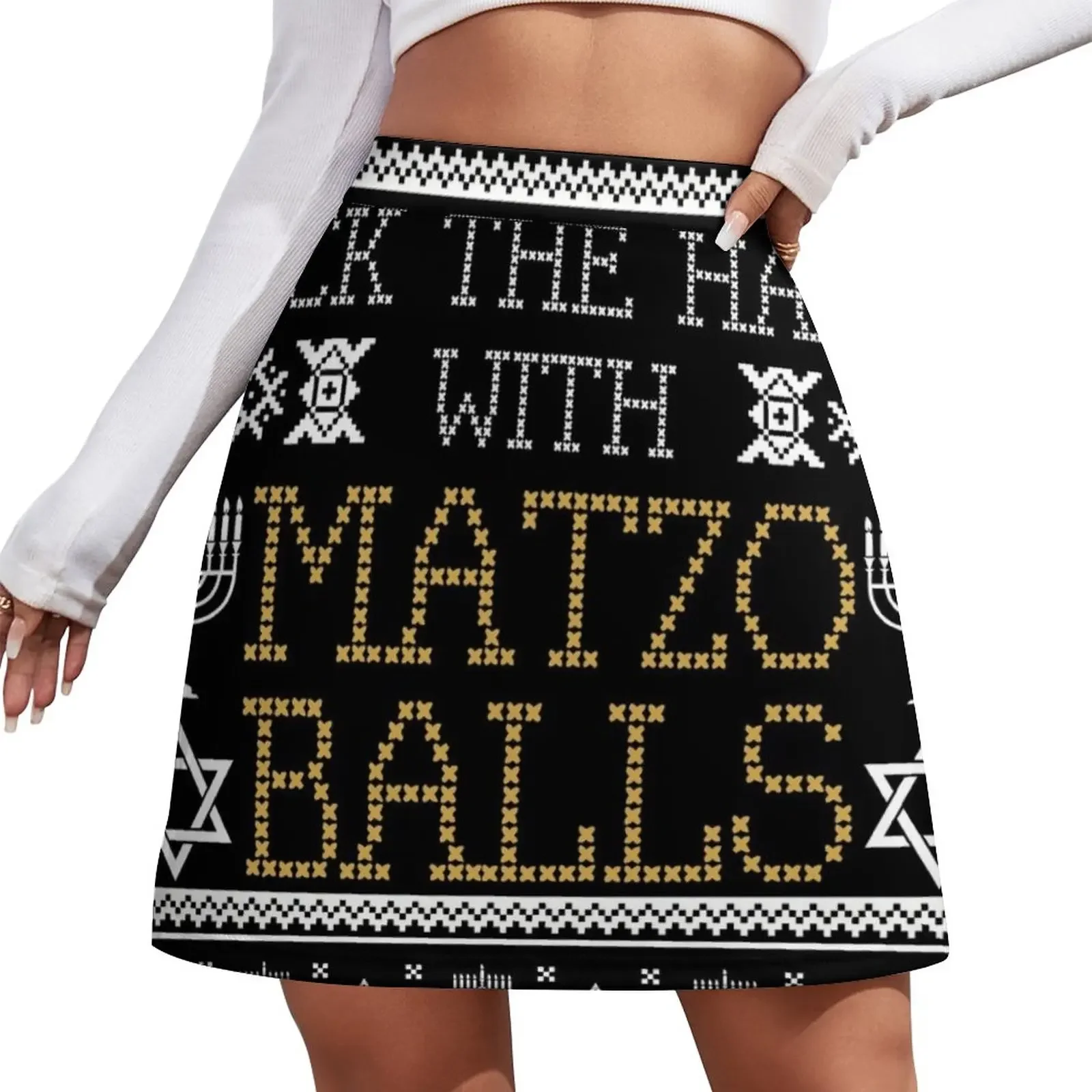 Deck The Halls With Matzo Balls Ugly Hanukkah Sweater Mini Skirt Summer women's clothing korean women's clothes