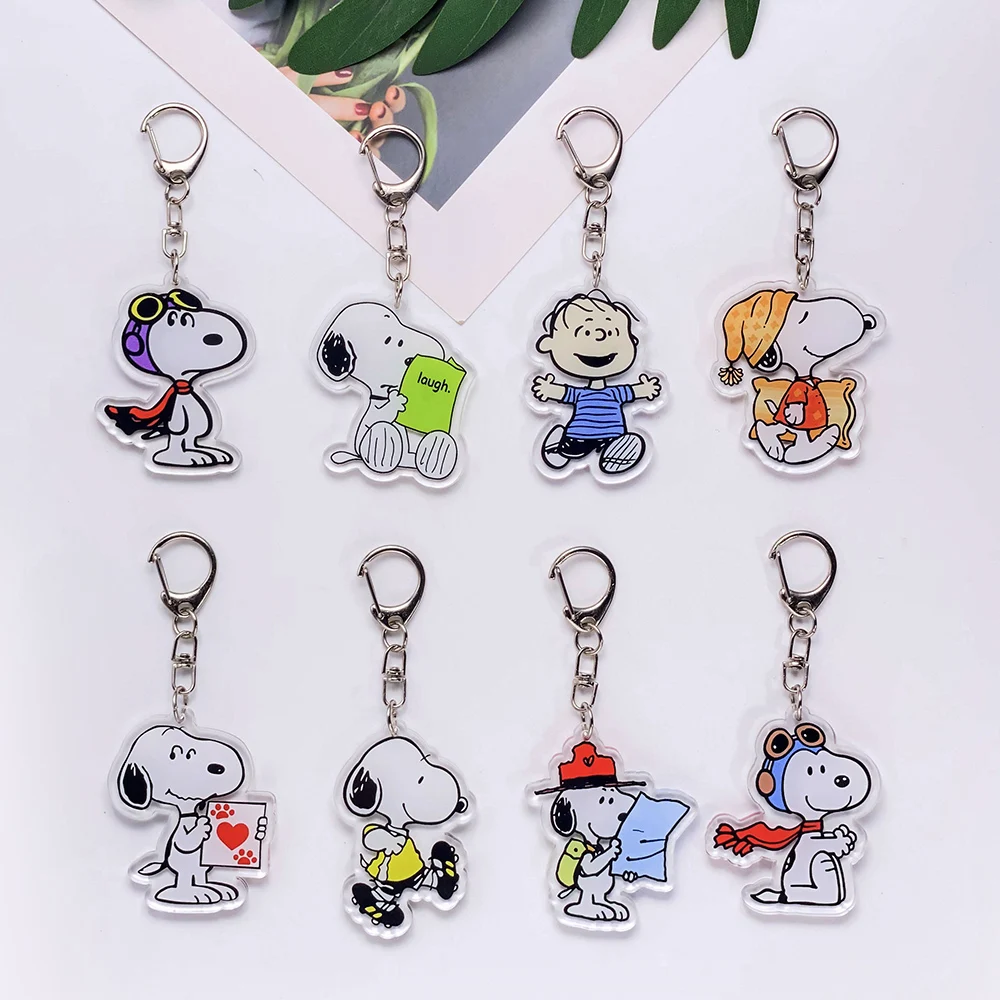 Image of 1/13 Stück Cartoon Niedlicher Snoopy Acryl-Autoschlüsselanhänger Zubehör Kawaii Taschenanhänger Rucksackanhänger Lustiger Schlüsselring Geschenke für Freunde