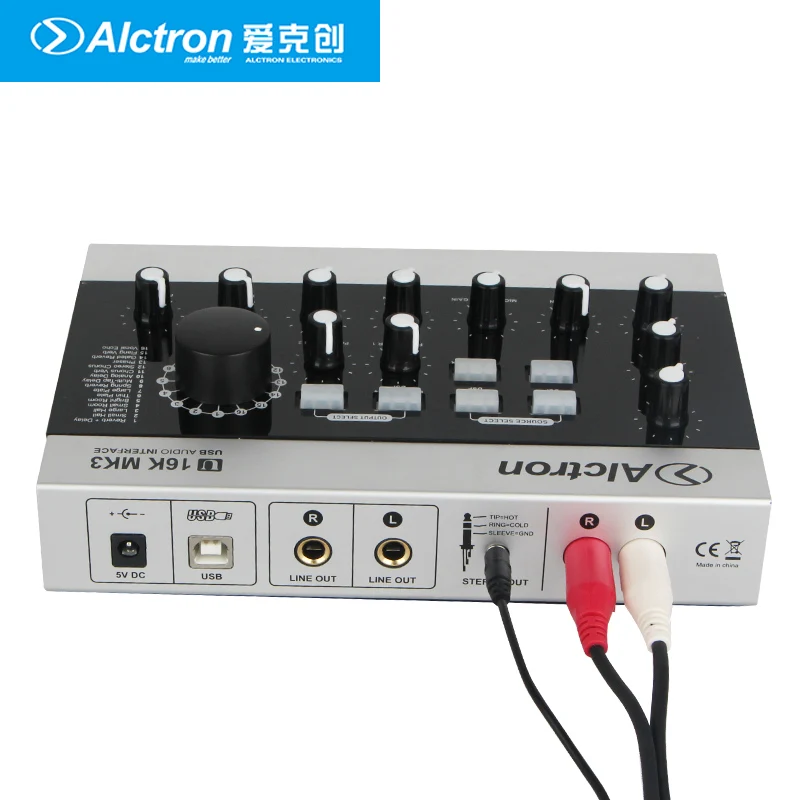 Alctron U16K MK3 USB Audio Recording Interface Microphone External USB Sound Card Amplifier W/RCA Cable for Cellphone PC Laptop