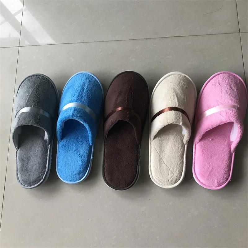 5 Pairs Mix Colors Men Women Disposable Hotel Slippers Cotton Home Travel SPA Guest Slipper Hospitality Cheap Slides Footwear