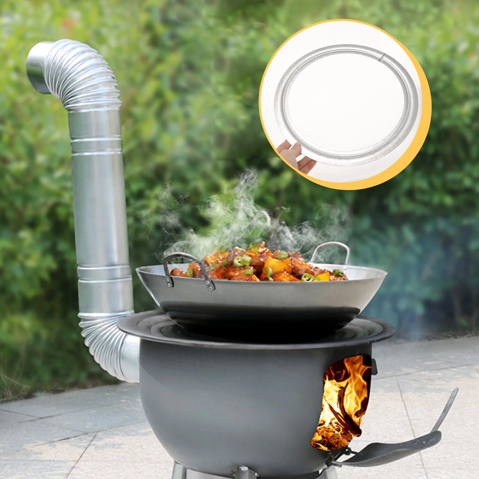 

Universal Iron Stove Wood Burning Replacement Ring For Chimney Stove Durable Smooth Surface Easy Clean Household Metal Burner