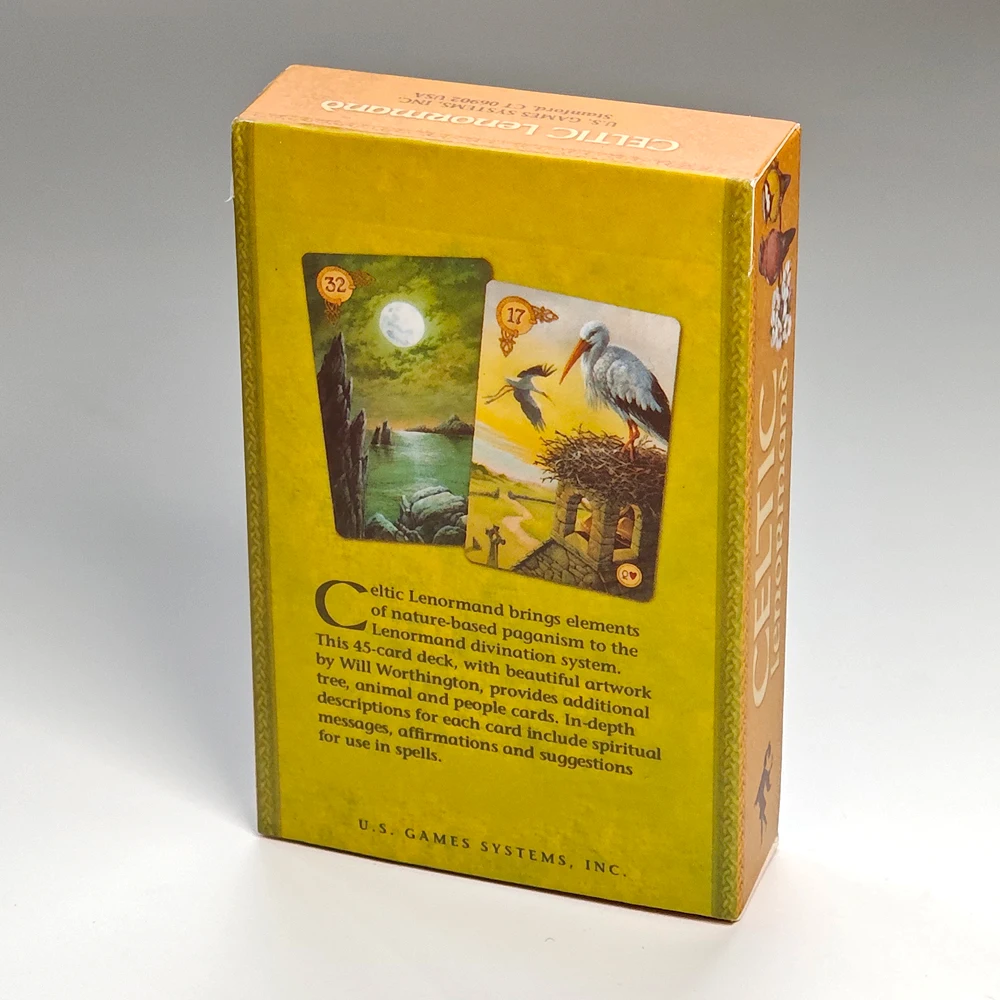 Keltisches Lenormand-Deck, 45 Stück, Lenormand-Karten, 9 x 6 cm, bunte Kunstwerke, gedruckt auf 350 g/m2 doppelt geprägtem Karton