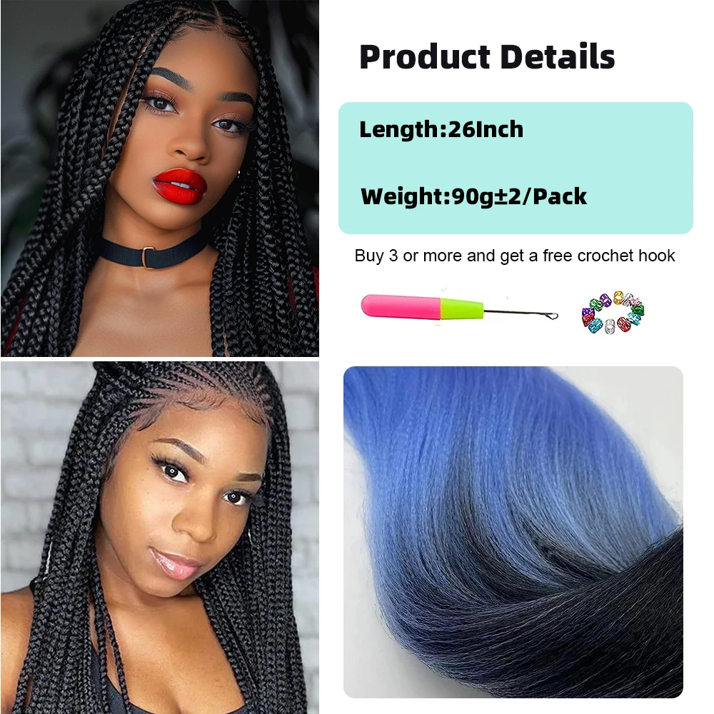 Easy Crochet Braids Ombre Hair Extensions Bundles Yaki Straight EZ Braiding Pre Stretched Synthetic Braid For African Women 26in