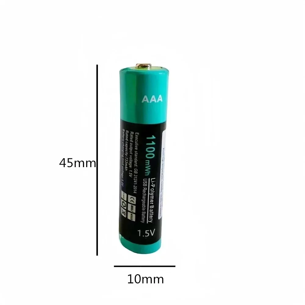 ZNTER 1.5V AAA Rechargeable Battery 1100mWh USB Lithium Polymer Battery Keyboard Toy Wall Clock Battery