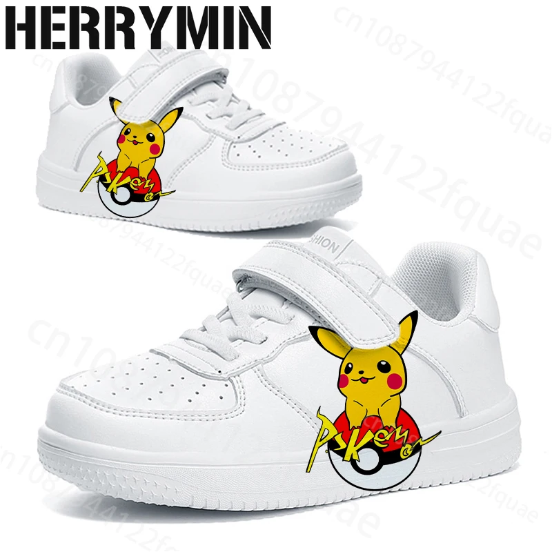 

Новая детская обувь с 3D мультяшным принтом Pokemon для мальчиков и девочек, молодежная студенческая модная тенденция, белая повседневная обувь на мягкой подошве