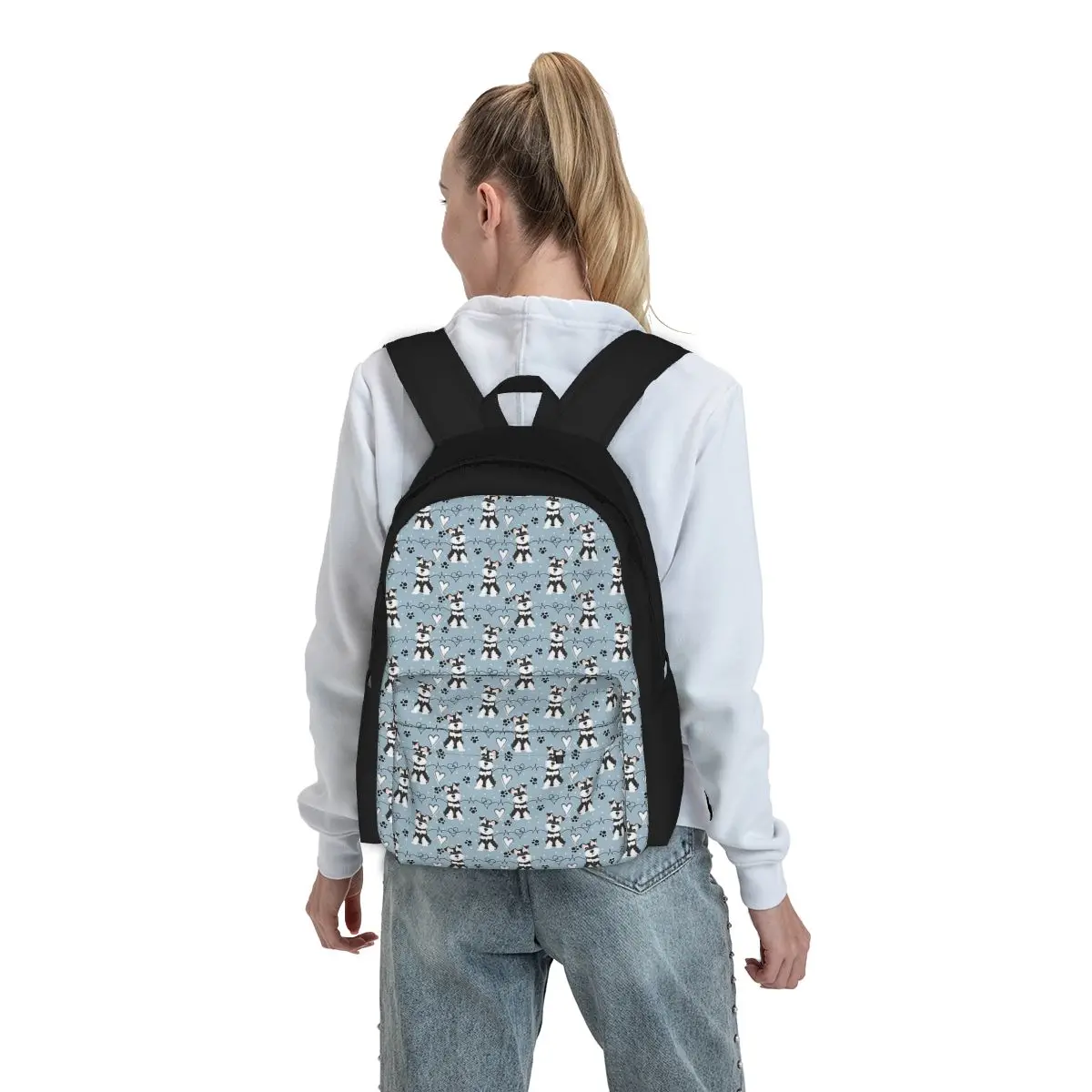 Love zaini Schnauzer in miniatura in bianco e nero ragazzi ragazze Bookbag studenti borse da scuola bambini zaino da viaggio borsa a tracolla