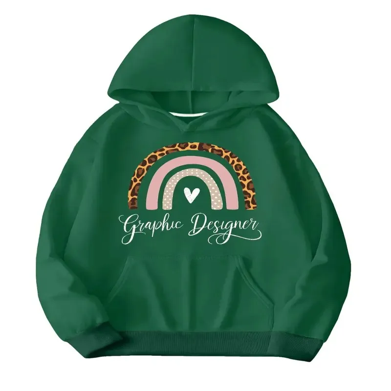 

Зима-Осень Oversize Большие Размеры Женская Толстовка Одежда Графический Дизайнер Радуга Леопардовый Принт Дышащая Ткань Модная