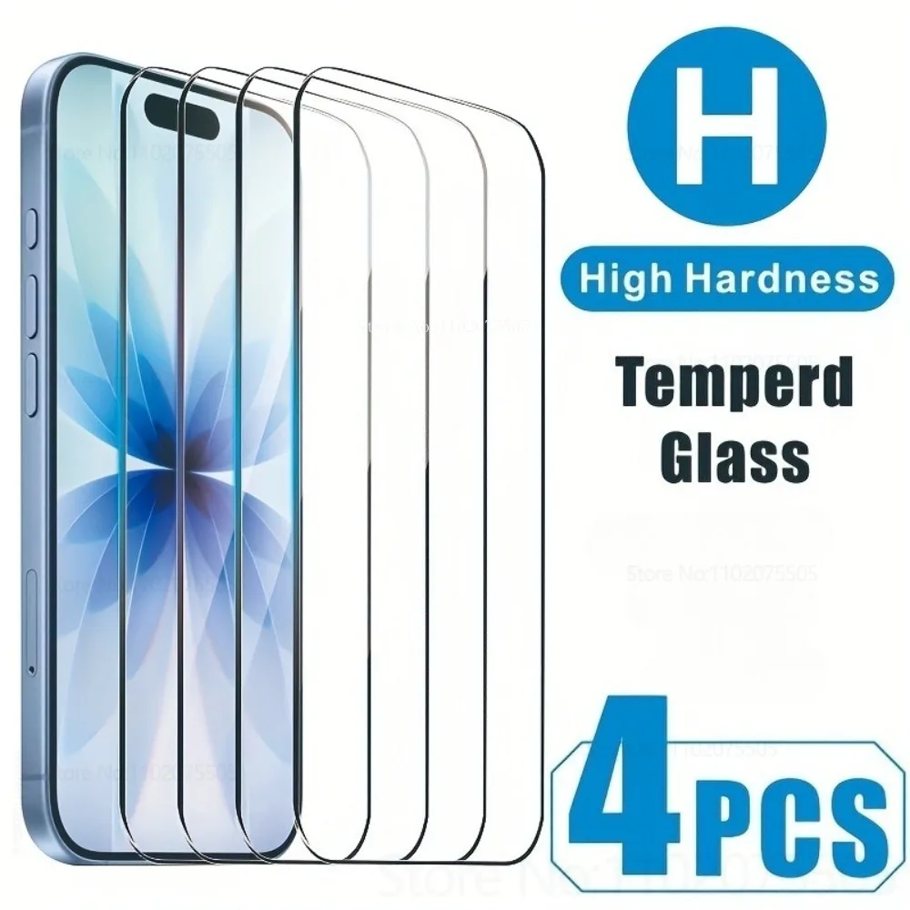 

4Pcs Clear Tempered Glass for IPhone 13 Promax 17 Promax 11 12Mini 15 Plus HD Protective Screen Film Air 16 Promax 14 Plus 6 7 8