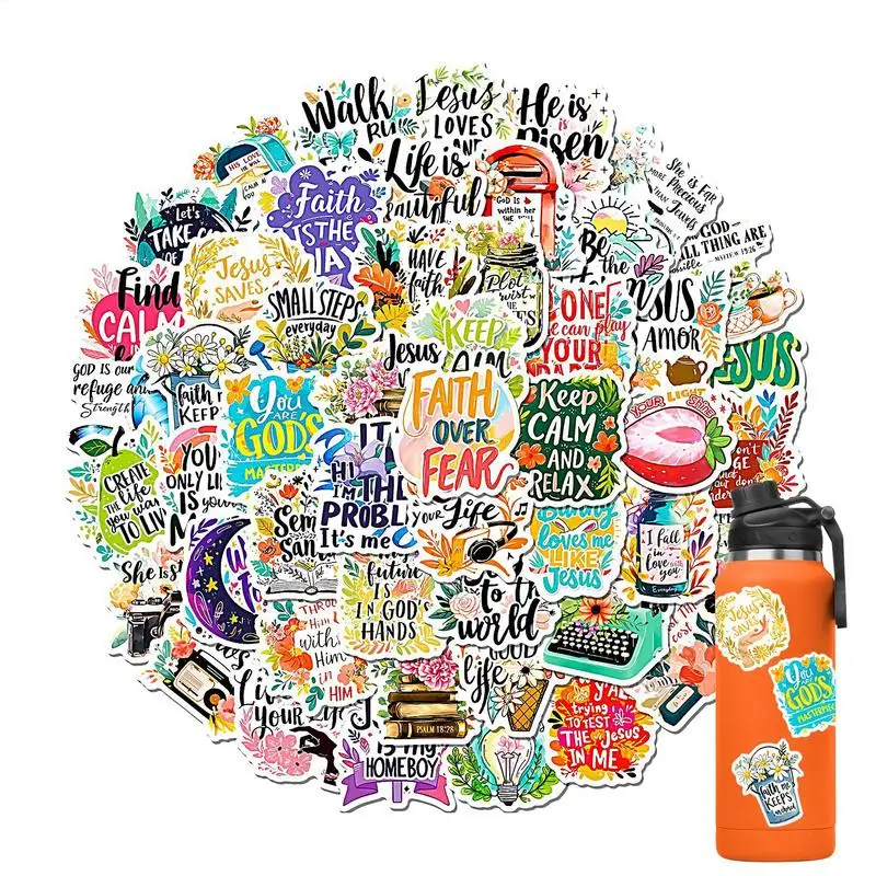 مجموعة ملصقات الكتاب المقدس ملصقات قصاصات ملهمة للكتاب المقدس 50X ملصقات يومية لطيفة ملصقات يسوع الملونة لهاتف سكوتر