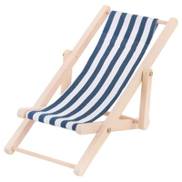 Modern 3Pcs 1:12 Miniature Foldable Wooden Beach Chair Mini Deck Chair