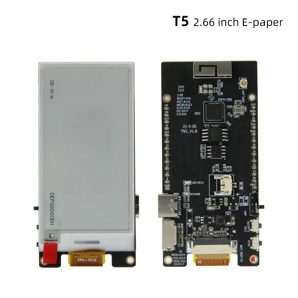 TTGO T5 Development Board 2.66 Inch ESP32 Wireless WiFi Bluetooth Module for Arduino E-Paper Display Projects