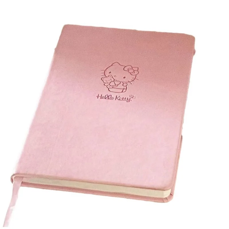 Sanrio Cartoon Pink Hello Kitty Notebook Anime Cute KT Cat Color Pages Hard Shell Diary Student Learning Stationery