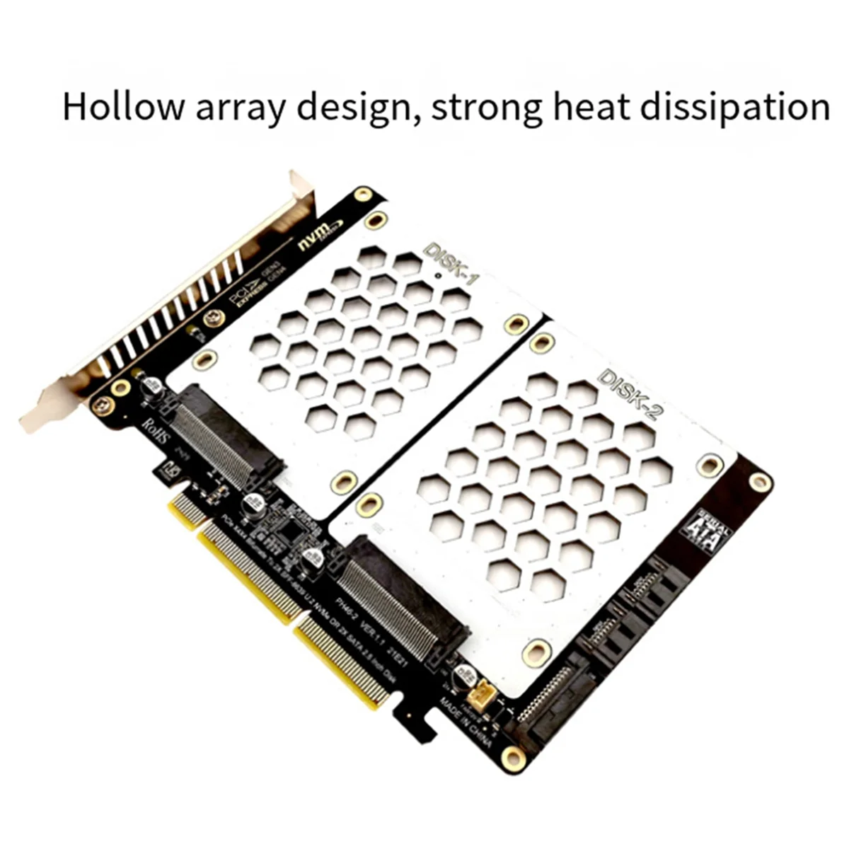 Nvmeおよびsataハードドライブ,PH46-2,デュアルディスク,sff8639,2.5インチ,pcie 4.0,分割カード