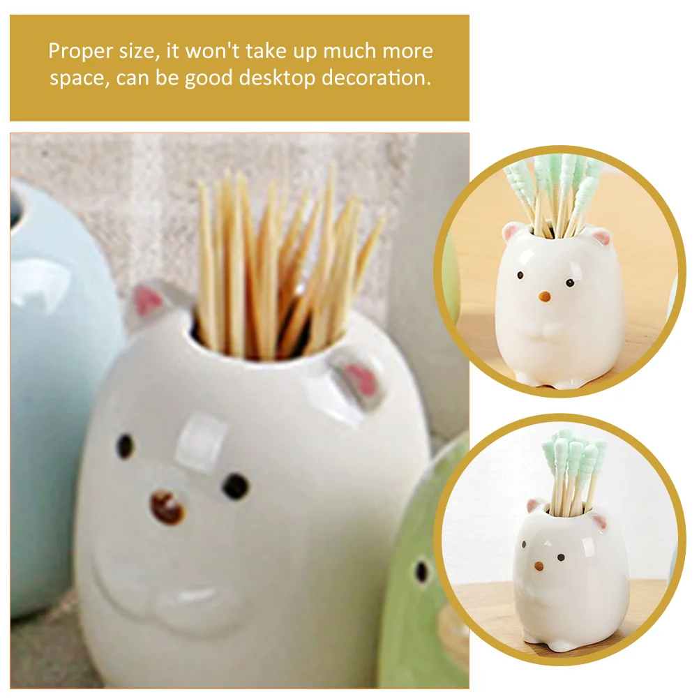 

2Pcs Toothpick Holder Ceramic Toothbrush Stand Lovely Toothpick Dispenser Storage Holder Desktop Decoration Gift